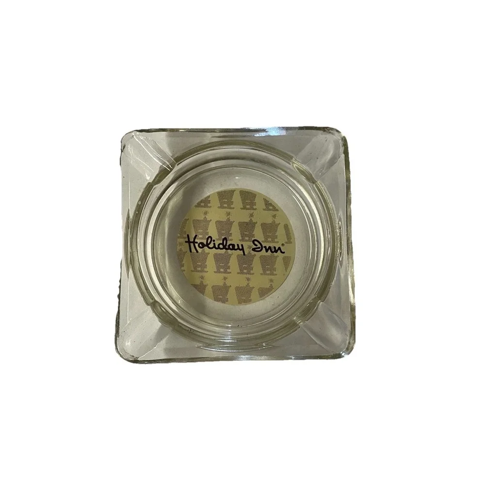 Holiday Inn Ashtray Travel‎ Souvenir Square Glass Vintage 1970s